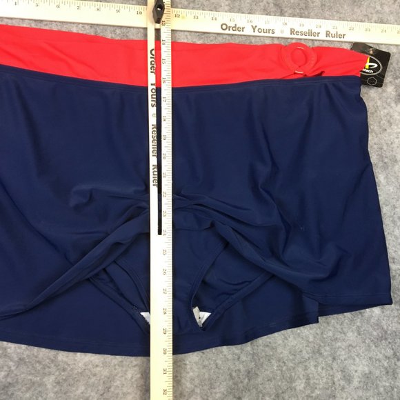 Athletech Swim Skirt 22 or 24 Red Blue Colorblock O Ring Hardware Lined Bottoms - Picture 9 of 14